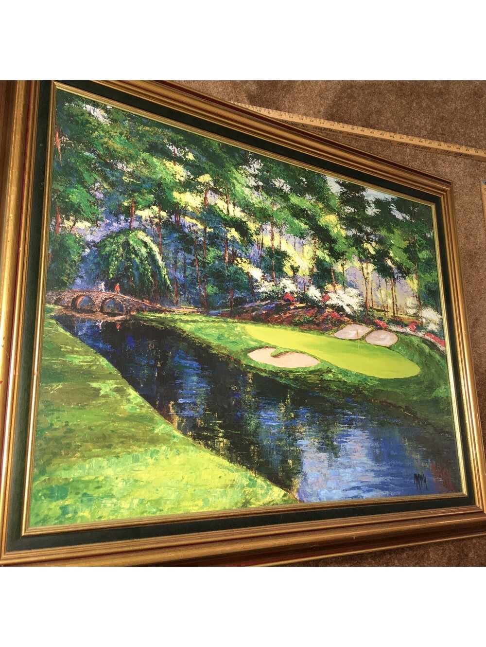 12th Hole Augusta National Golden Bell-Framed  ARTIST ENHANCED MARK KING 32X40